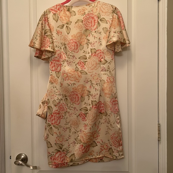 Floral Wrap Dress; Fully Lined - Picture 2 of 3